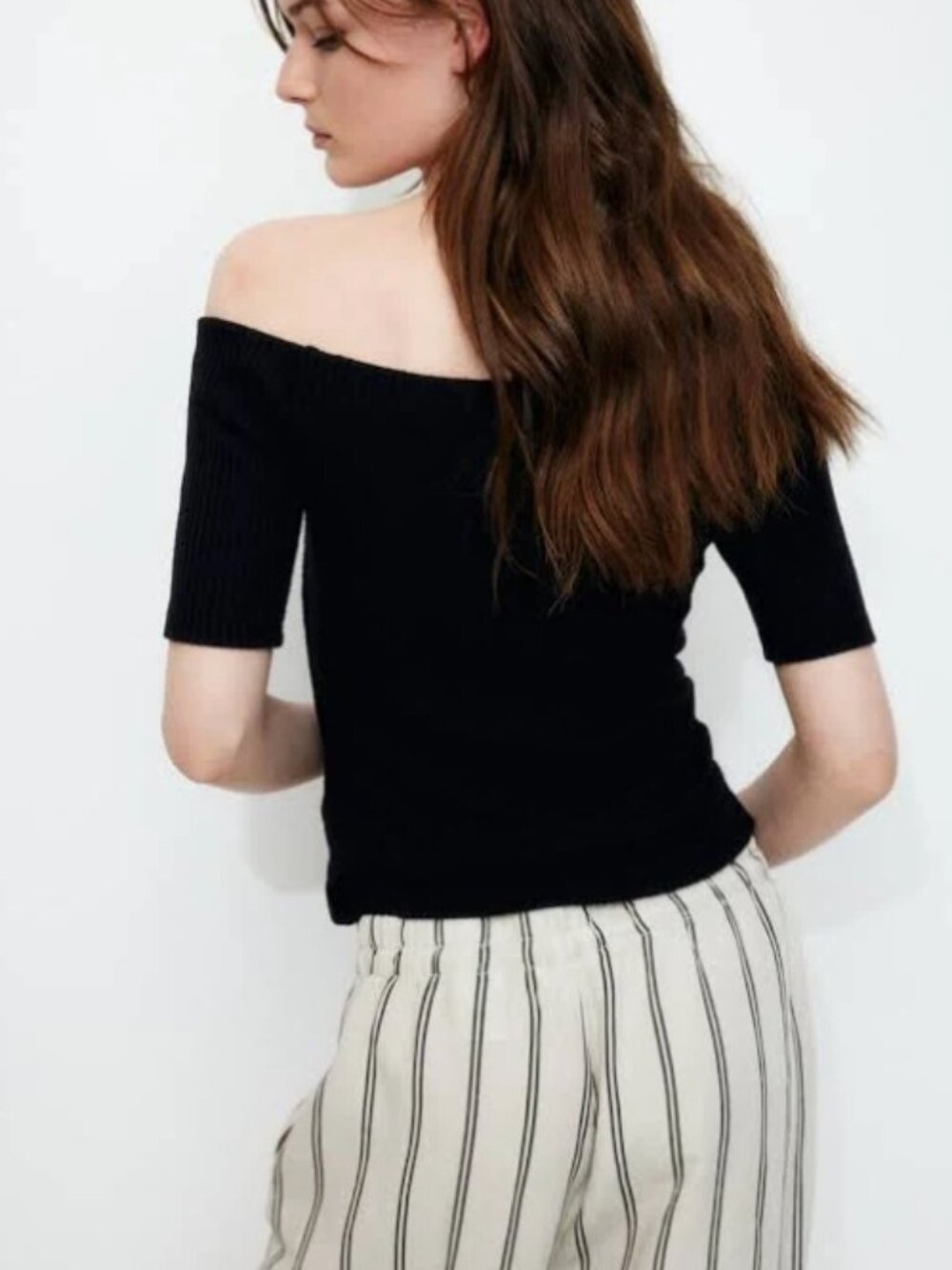 H&M Rib-Knit Off-the-Shoulder Top S - Picture 3 of 9